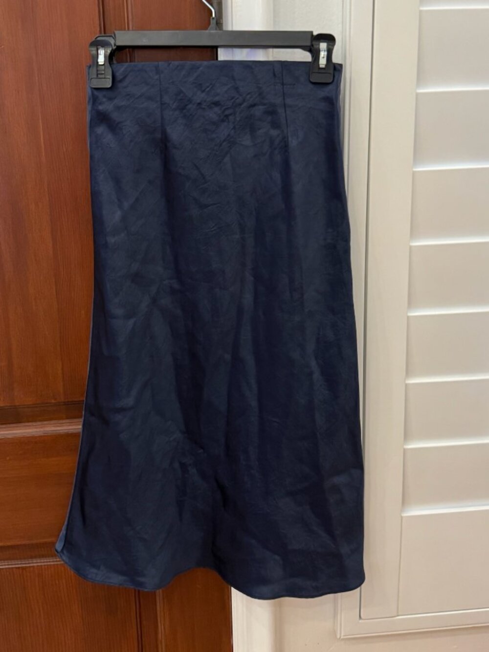 Aritzia Navy Blue Silk Skirt